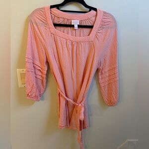 Isabel Maternity by Ingrid & Isabel Peach Pink Tie-Waist Square Neck Tunic